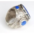 F. RAR : vechi inel zoroastrian " Ahriman ". argint & lapis. Iran sec. XIX